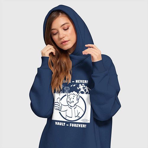 Женская толстовка-платье Поверхность никогда - убежище навсегда / Тёмно-синий – фото 3