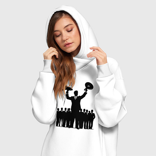 Женская толстовка-платье Пиарщик с мегафонами / Белый – фото 3