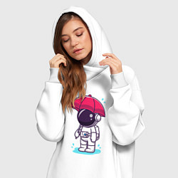 Женское худи-платье Космонавт с зонтом, цвет: белый — фото 2