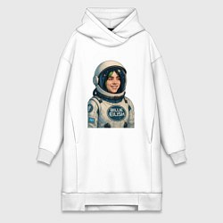 Женское худи-платье Билли Айлиш космонавт, цвет: белый