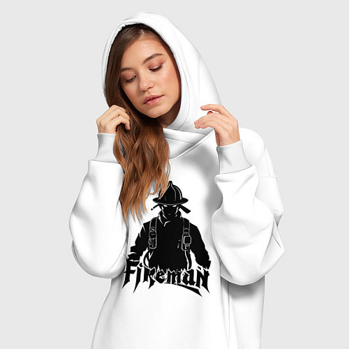 Женская толстовка-платье Аниме пожарный / Белый – фото 3