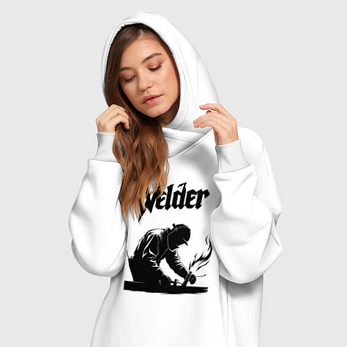 Женская толстовка-платье Сварщик в работе / Белый – фото 3