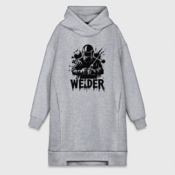 Женское худи-платье Сварщик черной краской, цвет: меланж