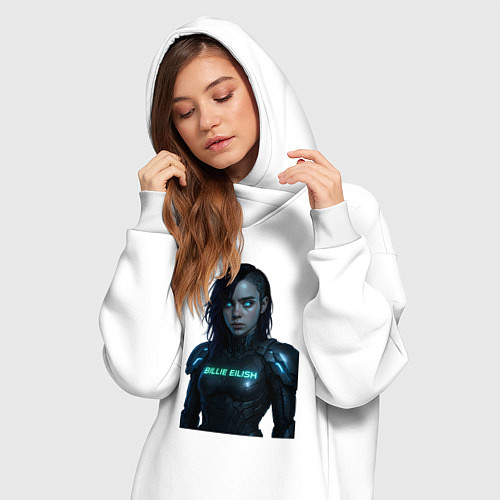 Женская толстовка-платье Билли Айлиш в космическом костюме / Белый – фото 3