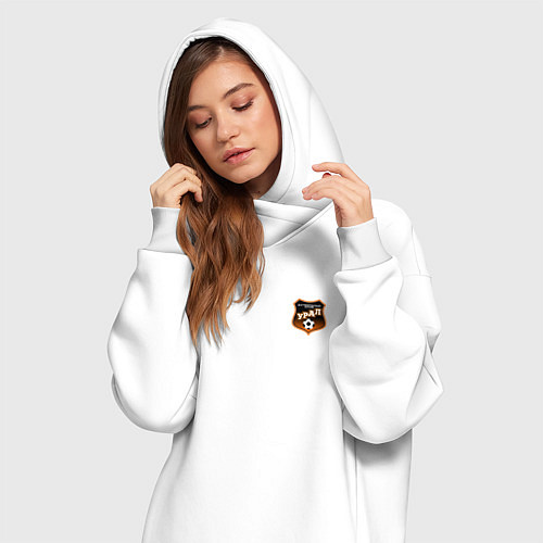 Женская толстовка-платье ФК Урал - маленький логотип / Белый – фото 3