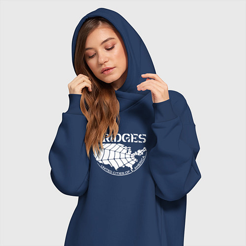 Женская толстовка-платье Bridges logo / Тёмно-синий – фото 3