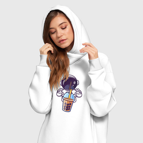 Женская толстовка-платье Космический бабл-чай / Белый – фото 3