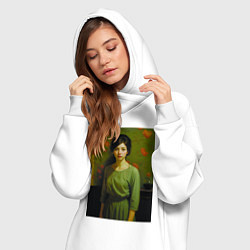 Женское худи-платье Девушка молодая у гобелена, цвет: белый — фото 2