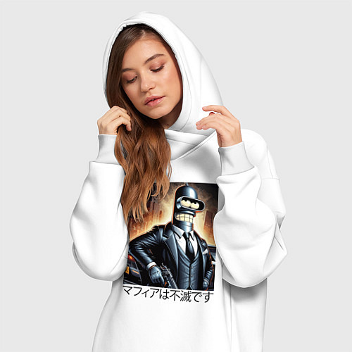 Женская толстовка-платье Бендер - мафия бессмертна / Белый – фото 3