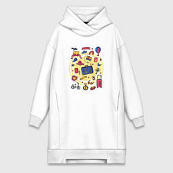 Женское худи-платье Летние путешествия, цвет: белый