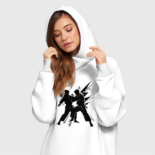 Женская толстовка-платье Дзюдо поединок / Белый – фото 3