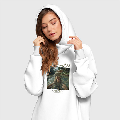 Женская толстовка-платье Фоточки превыше всего - обезьяна / Белый – фото 3