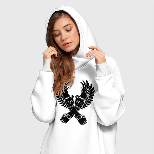 Женская толстовка-платье ММА кулаки / Белый – фото 3