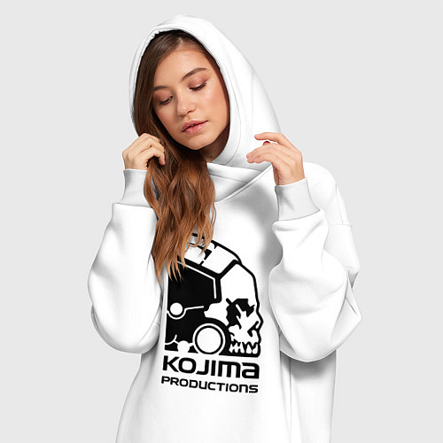 Женская толстовка-платье Kojima produktions logo / Белый – фото 3