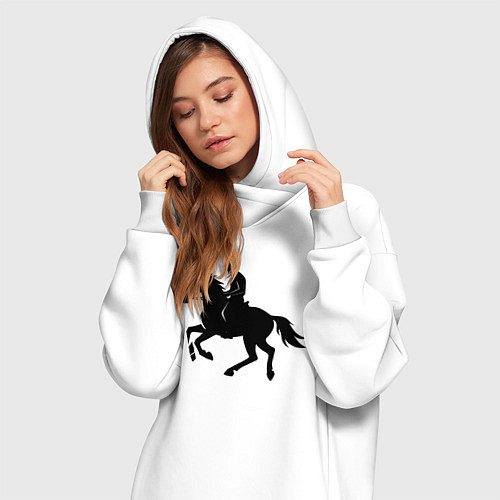 Женская толстовка-платье Спортивный всадник на коне / Белый – фото 3