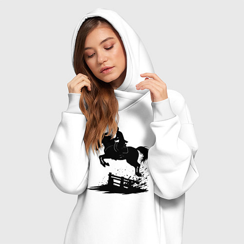 Женская толстовка-платье Скакун через барьер / Белый – фото 3