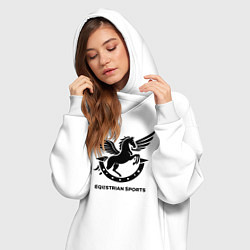 Женское худи-платье Конный спорт лошадиное лого, цвет: белый — фото 2