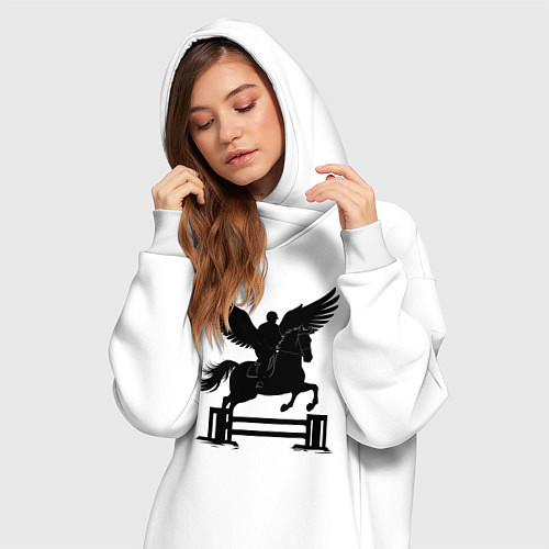 Женская толстовка-платье Конный спорт с крыльями / Белый – фото 3