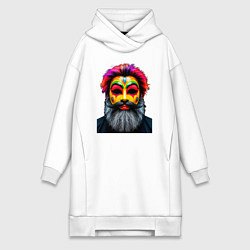 Женское худи-платье Человек в карнавальной маске, цвет: белый