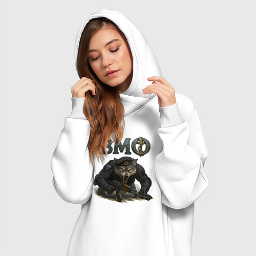 Женская толстовка-платье Злой волк ВМФ / Белый – фото 3