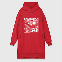 Женское худи-платье ДанДанДан y2k, цвет: красный