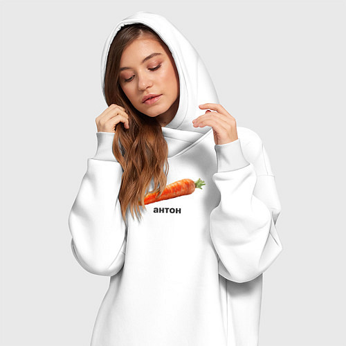 Женская толстовка-платье Антон Морковь / Белый – фото 3