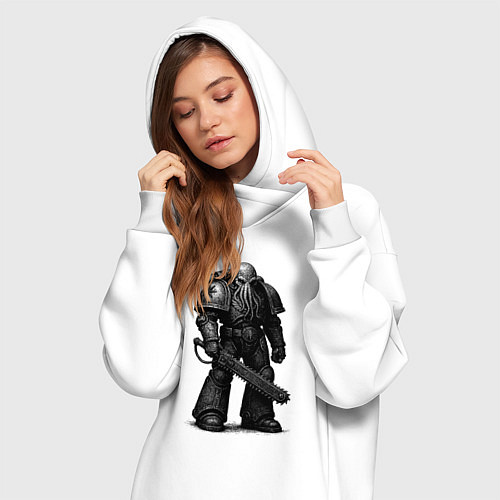 Женская толстовка-платье Ктулху космодесантник / Белый – фото 3