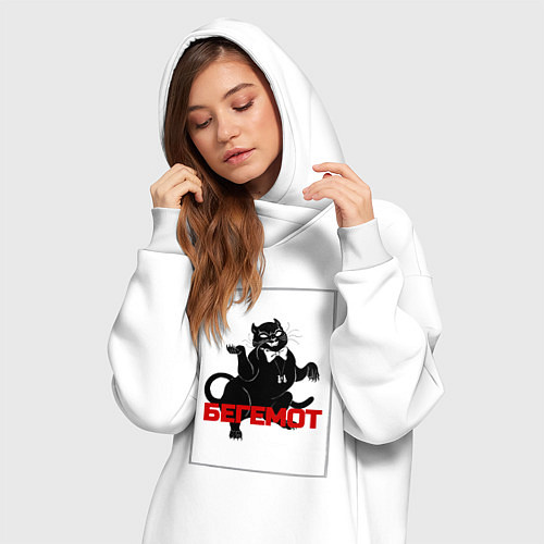 Женская толстовка-платье Это чистый спирт- Бегемот / Белый – фото 3
