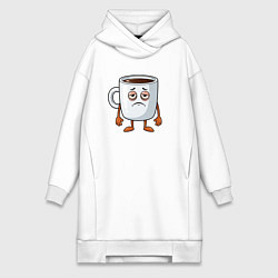 Женское худи-платье Уставший кофе, цвет: белый