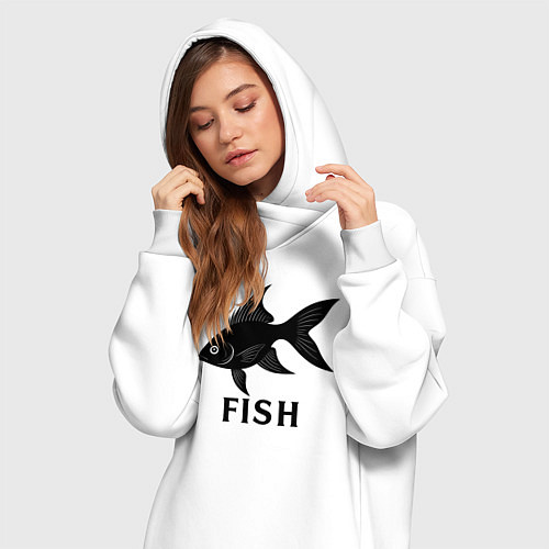Женская толстовка-платье Черная рыба / Белый – фото 3