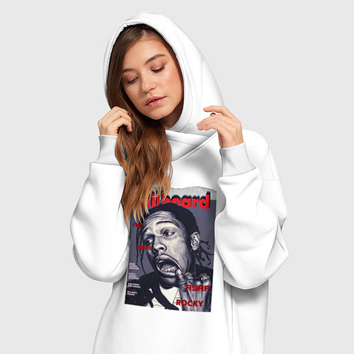 Женская толстовка-платье Asap Rocky billboard / Белый – фото 3