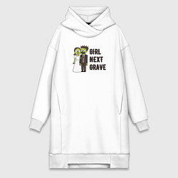 Женское худи-платье Любовь зомби, цвет: белый
