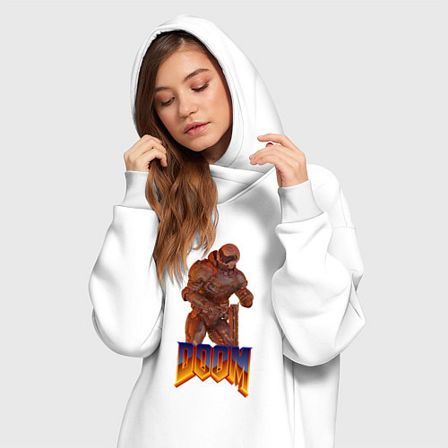 Женская толстовка-платье Doom солдат / Белый – фото 3