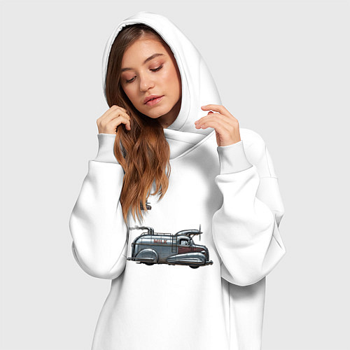 Женская толстовка-платье Ретрофутуристический летающий автомобиль Milk / Белый – фото 3