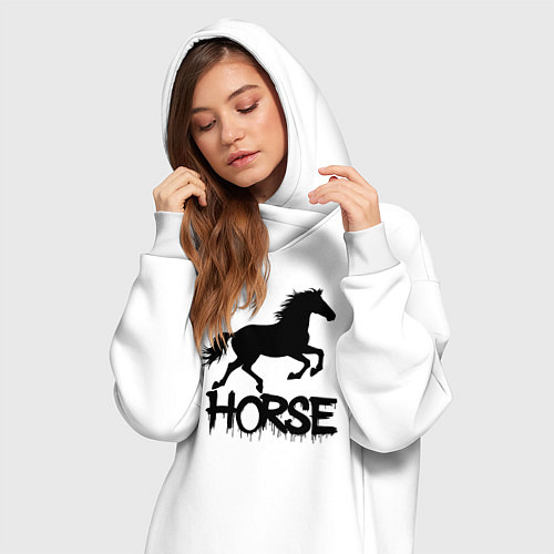 Женская толстовка-платье Лошадь граффити / Белый – фото 3