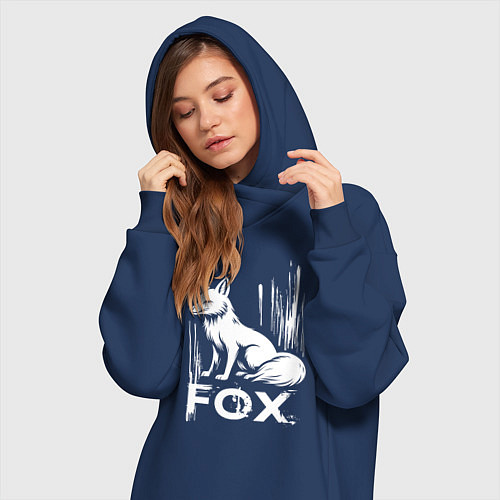 Женская толстовка-платье Лисий стиль / Тёмно-синий – фото 3