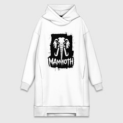 Женское худи-платье Мамонт в стиле граффити, цвет: белый