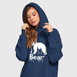 Женское худи-платье Белый медведь краской, цвет: тёмно-синий — фото 2