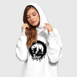 Женское худи-платье Черный медведь в круге, цвет: белый — фото 2