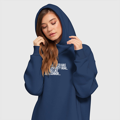 Женская толстовка-платье Приоритеная цель джон коннер / Тёмно-синий – фото 3