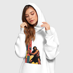 Женское худи-платье Поп-арт неандерталец, цвет: белый — фото 2
