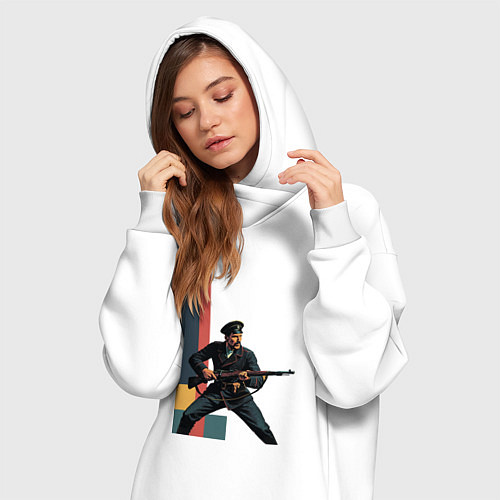 Женская толстовка-платье Поп-арт, белогвардеец / Белый – фото 3