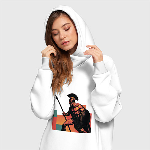 Женская толстовка-платье Спартанец поп-арт / Белый – фото 3