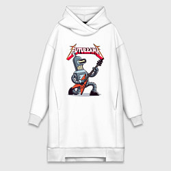 Женское худи-платье Bender bending robot from rock group Futurama, цвет: белый