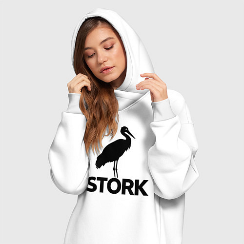 Женская толстовка-платье Черный аист / Белый – фото 3