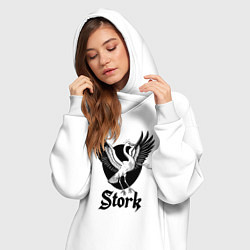 Женское худи-платье Аист в полёте, цвет: белый — фото 2