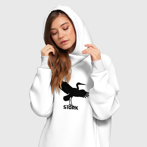 Женская толстовка-платье Аист граффити / Белый – фото 3
