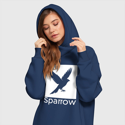 Женская толстовка-платье Летящий воробей / Тёмно-синий – фото 3