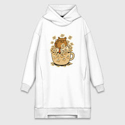 Женское худи-платье Менеджер капибара в кружке, цвет: белый