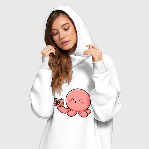 Женская толстовка-платье Такопи с фотоаппаратом / Белый – фото 3